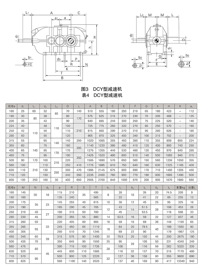 DCY硬齒面減速機結(jié)構(gòu)參數(shù)